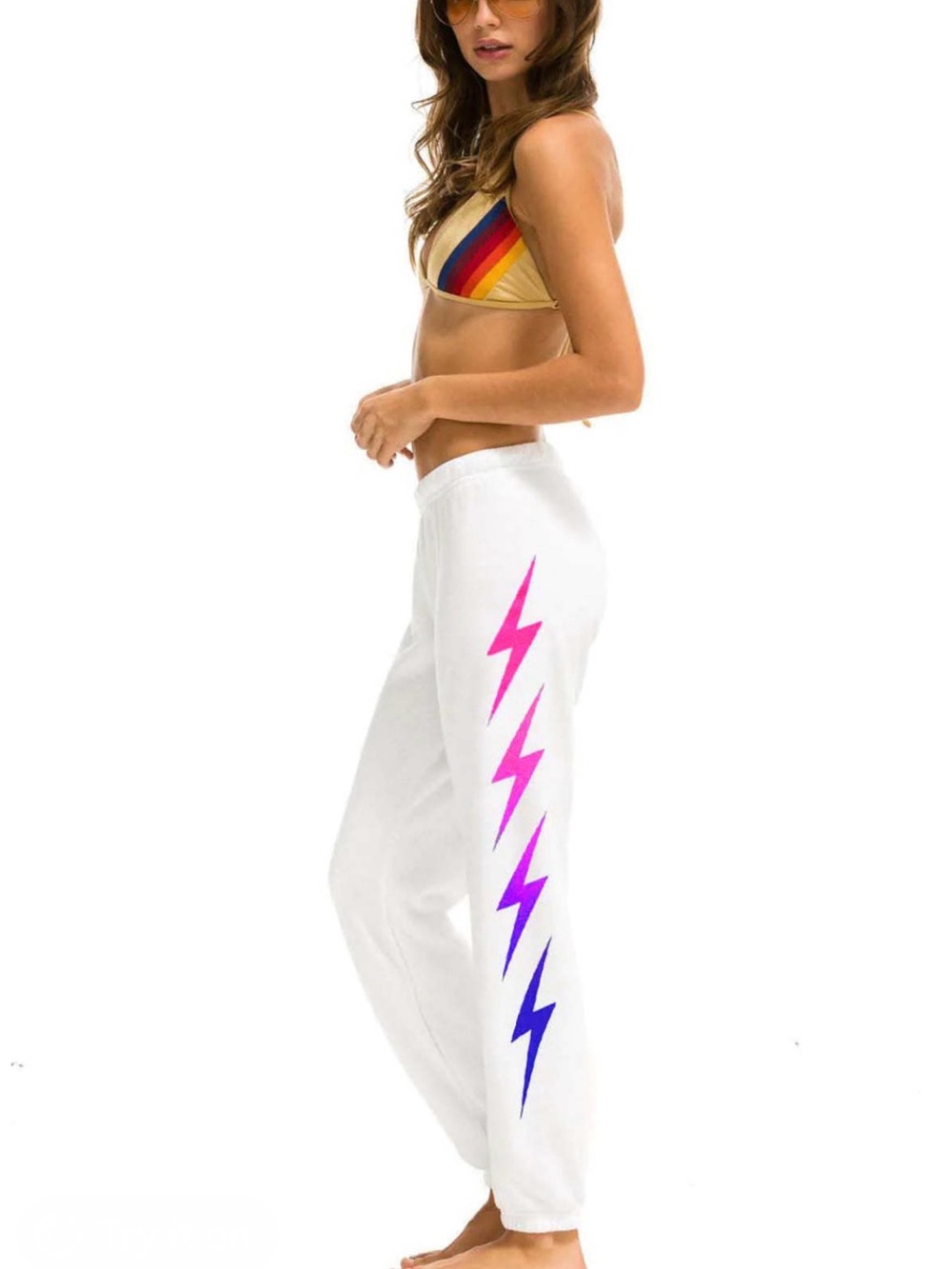 Aviator Nation Bolt fade 4 light weight White Sweatpants Sz S